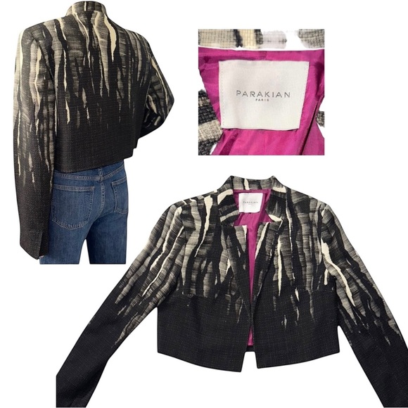 VTG Parakian Paris Women’s Cropped Wool Made in Italy Designer Jacket ~ Size 12 - Picture 1 of 13